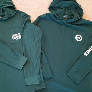 ⛵ Vineyard Vines (LOT of TWO) olive green long sleeve hooded tees - boys 10-12